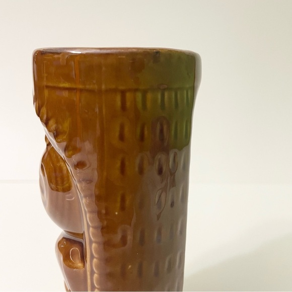 Tiki Brown Glaze Ceramic Barware Tall Mug Cup Vase Kahuna God DW114 - Picture 5 of 16